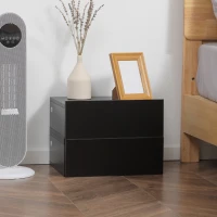 HOMCOM Lot de 2 Tables de Chevet murales - Lot de 2 Tables de Nuit - tiroir Coulissant, Plateau - Panneaux Particules Noir(m-6)