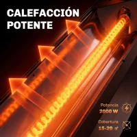 Outsunny Calefactor Infrarrojos Terraza de Pie o Pared 2000 W con Mando 9 Niveles Calor Temporizador Apagado Inclinación Funda(m-4)