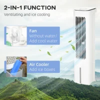 HOMCOM Evaporative Air Cooler, 5L Water Tank Oscillating Ice Cooling Fan with 3 Modes, 3 Speeds, 10H Timer, Detachable & Washable Filter, LED Display & Remote Control and Oscillation, White(m-6)