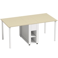 HOMCOM Klapptisch für 6 Personen, 168 cm großer ausziehbarer Esstisch mit 2 Schubladen & 4 Ablagefächern