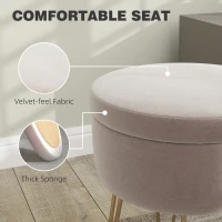 HOMCOM 5L Velvet-Feel Storage Ottoman - Light Pink(m-6)