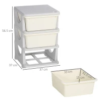 HOMCOM Three-Tier Kids Storage Boxes, with Three Drawers - White(m-3)