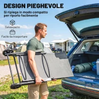 Outsunny Lettino Sdraio Pieghevole e Reclinabile in 5 Posizioni con Rotelle, in Metallo e Textilene, 72x158x84 cm, Grigio(m-7)
