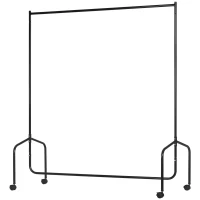 HOMCOM Burro para Ropa con Ruedas Perchero Burro para Ropa Metálico para Entrada Pasillo Dormitorio 150x60x170 cm Carga 140 kg Negro(m-12)