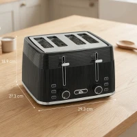 HOMCOM 4 Slice Toaster with 7 Browning Levels, Bread Toaster with Removable Crumb Tray, Black(m-3)