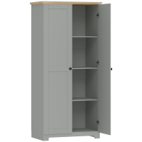 HOMCOM Kitchen Cupboard, 172cm Freestanding Storage Cabinet with Doors and Shelves, Grey