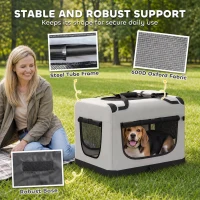 PawHut Pet Carrier Bag, Soft-Sided Dog Carrier with Security Buckle Strap, Washable Cushion and Folded Bowl, Light Grey(m-5)
