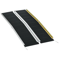 HOMCOM Rampe de chargement rampe d'accès pour fauteuil roulant scooter pliable antidérapante avec bordures de sécurité noir(m-10)