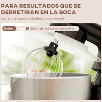 HOMCOM Amasadora 1300W 4,5L 6 Velocidades Bol de Acero Inoxidable Batidor Ganchos Varillas Protector contra Salpicaduras Negro(m-7)