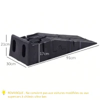 DURHAND Rampes de chargement en plastique pour voiture rampes accès 2 pièces capacité de 2,5 tonnes 91 x 30 x 21 cm noir(m-3)