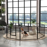 PawHut Steel 8 Panel Dog pen Pet Puppy PlayPen Grey(m-10)