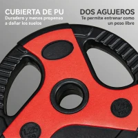 SPORTNOW Juego de Barra de Pesas con 6 Discos de Diferentes Pesos para Entrenamiento de Fuerza Ø27x140 cm Negro y Rojo(m-8)