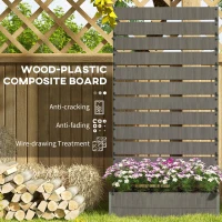 Outsunny Raised Bed for Garden, Planter with Trellis for Climbing Plants, Vines, Planter Box with Drainage Gap, Dark Grey(m-5)