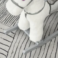 HOMCOM Cheval à bascule bébé de 18 à 36 mois en bois avec effet sonore ours en peluche gratuit 65 x 26 x 55 cm blanc(m-9)