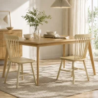 HOMCOM Esszimmerstühle 2er Set Küchenstühle Moderner Polsterstuhl mit Geschwungener Rückenlehne aus Kautschukholz für Esszimmer(m-10)