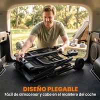 Outsunny Carro de Jardín Plegable con 4 Ruedas Longitud y Ángulo del Mango Ajustables Capacidad 70 L 77x50x63-93 cm Negro(m-4)