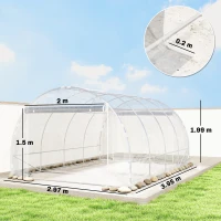 Outsunny Seră de Grădină Tip Tunel 3x4x2 m cu 2 Uși Rulabile, Seră pentru Legume cu 4 Întăriri Diagonale, Cadru din Oțel și Acoperiș PE, pentru Legume, Flori, Fructe, Anti-UV, Transparent(m-3)