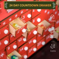 HOMCOM 24-Drawer Reusable Santa Sleigh Christmas Advent Calendar(m-4)
