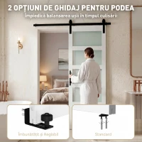 HOMCOM Ușă Culisantă Interior Rustică cu Șină Silențioasă, Kit Feronerie și Mâner, Alb(m-6)
