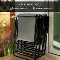 Outsunny Set de Grădină 6 Piese din Oțel cu 4 Scaune Pliabile, Umbrelă și Masă Rotundă, Gri și Negru(m-9)