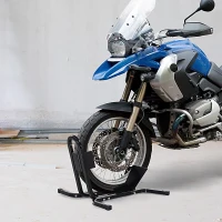 HOMCOM Blocator pentru Roata Motocicletei, Reglabil pe 3 Niveluri, max 250 kg, din Metal, 60x55x43 cm, Negru(m-9)