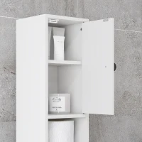 kleankin 180cm Tall Bathroom Cabinet, Slim Bathroom Storage Cabinet with 4 Open Shelves, 2 Door Cupboards and Adjustable Shelves, White(m-9)