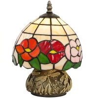 HOMCOM Handcrafted Classic Stained Glass Bedside Lamp, Tiffany-Style Table Lamp with Sculpted Dragonfly Base, Multi-Coloured(m-1)