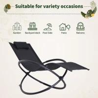 Outsunny Outdoor Orbital Lounger Zero Gravity Patio Chaise Foldable Rocking Chair w/ Pillow Black(m-7)