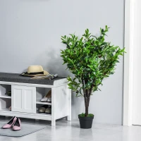 Outsunny Arbre Artificiel Olivier Plante Artificiel Hauteur 1,2 m Tronc Branches Lichen Feuilles Grand réalisme Pot Inclus(m-10)