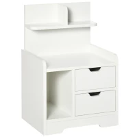 HOMCOM Mesilla de Noche con 2 Cajones y 3 Compartimientos de Almacenajes para Salón Dormitorio Carga 30 kg 40x30x60 cm Blanco(m-1)