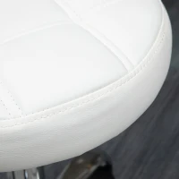 HOMCOM Taburete Giratorio con Ruedas Regulable en Altura de 48-63 cm Taburete de Trabajo Tapizado en Cuero PU para Peluquería Cosmética Dentista Diámetro Ø35,5 cm Blanco(m-8)