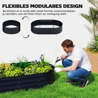 Outsunny Hochbeet mit Rankgitter, Metall Pflanzkasten mit Handschuhe Gartenkasten 160 x 90 x 180 cm, Dunkelgrau(m-7)