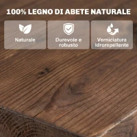 Outsunny Mesa de Jardín de Madera de Abeto con Patas en Forma de Rueda para Exterior e Interior 110x60x65 cm Acabado Carbonizado(m-4)
