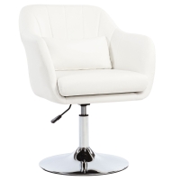 HOMCOM Sillón para Salón Giratorio 360° con Altura Ajustable Respaldo Envolvente Reposabrazos y Cojín 60x60x79-91 cm Blanco