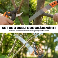 Outsunny Fierăstrău și Foarfecă cu Tijă Telescopică 135-199 cm din Aluminiu, pentru Ramuri Înalte, Portocaliu(m-4)