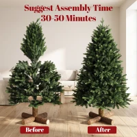 HOMCOM Artificial Christmas Tree, Hinged Xmas Tree with 1620 PE & PVC Branch Tips, 5ft, Green(m-7)
