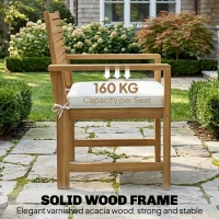 Outsunny 4 Seater Wooden Garden Furniture Set with Loveseat, Armchairs, Table, Acacia Wood Garden Sofa Set, Cream White(m-5)