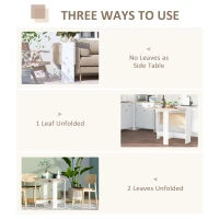 HOMCOM Folding Dining Table, Space-Saving Drop Leaf Kitchen Table for 4-6 People, Multi-functional Desk for Small Space, Flat & Studio, Modern Breakfast Table, Oak and White(m-4)