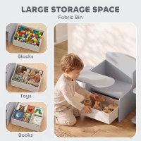 AIYAPLAY Kids Table and Chair Set, Children Desk and Chair with Storage Bins for Playing, Reading, Painting, for Ages 3-5, Grey(m-5)