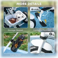 HOMCOM 6 in 1 Tricycle for Kids with 5-point harness straps, Removable Canopy, Blue(m-9)