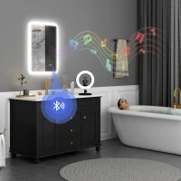 HOMCOM 50 x 70 cm Backlit Illuminated Bathroom Mirror with LED Lights and Bluetooth - Silver Tone(m-2)