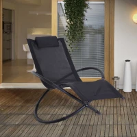 Outsunny Outdoor Orbital Lounger Zero Gravity Patio Chaise Foldable Rocking Chair w/ Pillow Black(m-2)