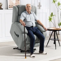 HOMCOM Power Lift Recliner Chair with Vibration Massage, Lift Chair for Elderly with Footrest, Remote, Side Pocket, Light Grey(m-2)
