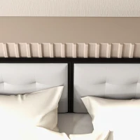 HOMCOM Tablă de Pat Dublu Tapițată din Microfibră, Matlasată cu Nasturi, pentru Paturi de 180 cm, Gri(m-8)