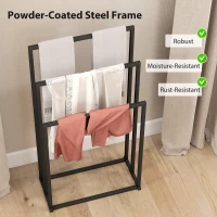 HOMCOM Freestanding Towel Rack, Steel Towel Rail Holder with 3 Bars, Black(m-6)