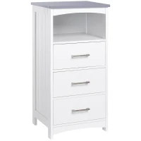 kleankin Badezimmerschrank Freistehender Badkommode Bademöbel Badschrank Schrank mit Schublade Weiß+Grau 40 x 33 x 80 cm(m-1)