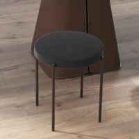 HOMCOM Set 4 Sgabelli Bassi e Rotondi in Metallo e Tessuto Effetto Velluto, 41.5x41.5x46 cm, Nero(m-8)