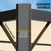 Outsunny Pérgola de Jardín 3x4 m con Protección UPF 50+ Gazebo con Techo Ajustable Estructura de Metal para Exterior Crema(m-5)