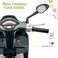 AIYAPLAY 12V Vespa Licensed Kids Electric Motorbike w/ Music, Lights, FM Radio, for 3-6 Years - Green(m-5)