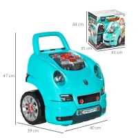 HOMCOM Camion mécano 2 en 1 jouet bricolage enfant jeu d'imitation mécanicien nombreux qccessoires total de 61 pièces bleu(m-3)